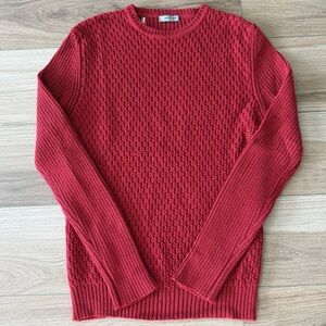 Red Italian Knit Wool Blend Crewneck Sweater